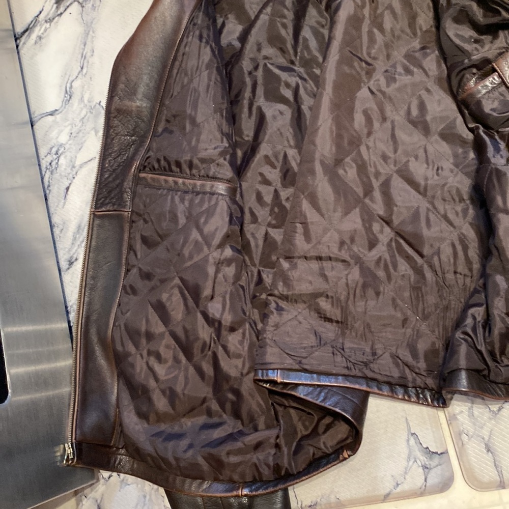 Mens Leather Y2K Bomber Jacket! Like New! Worn 1x! Quilted Liner/Pockets! XL🔥🎄 - Picture 4 of 13
